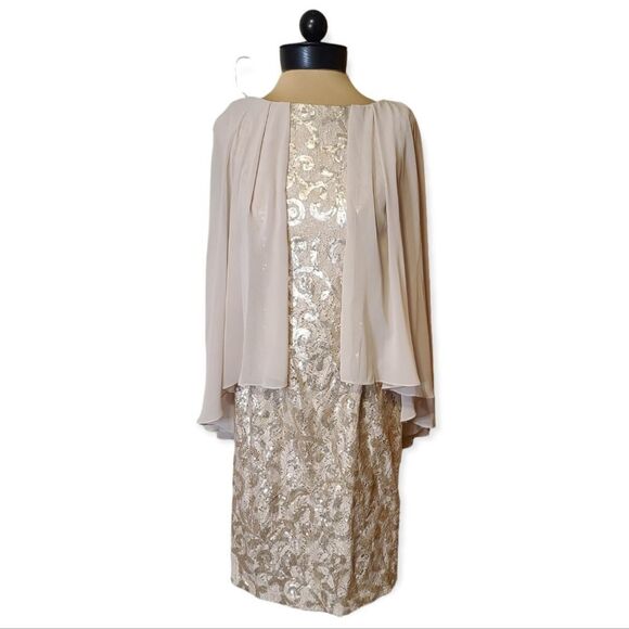 Alex Evenings Champagne Cream I Caplet Cocktail Mother of the Bride Dress Size 8 - Picture 1 of 7